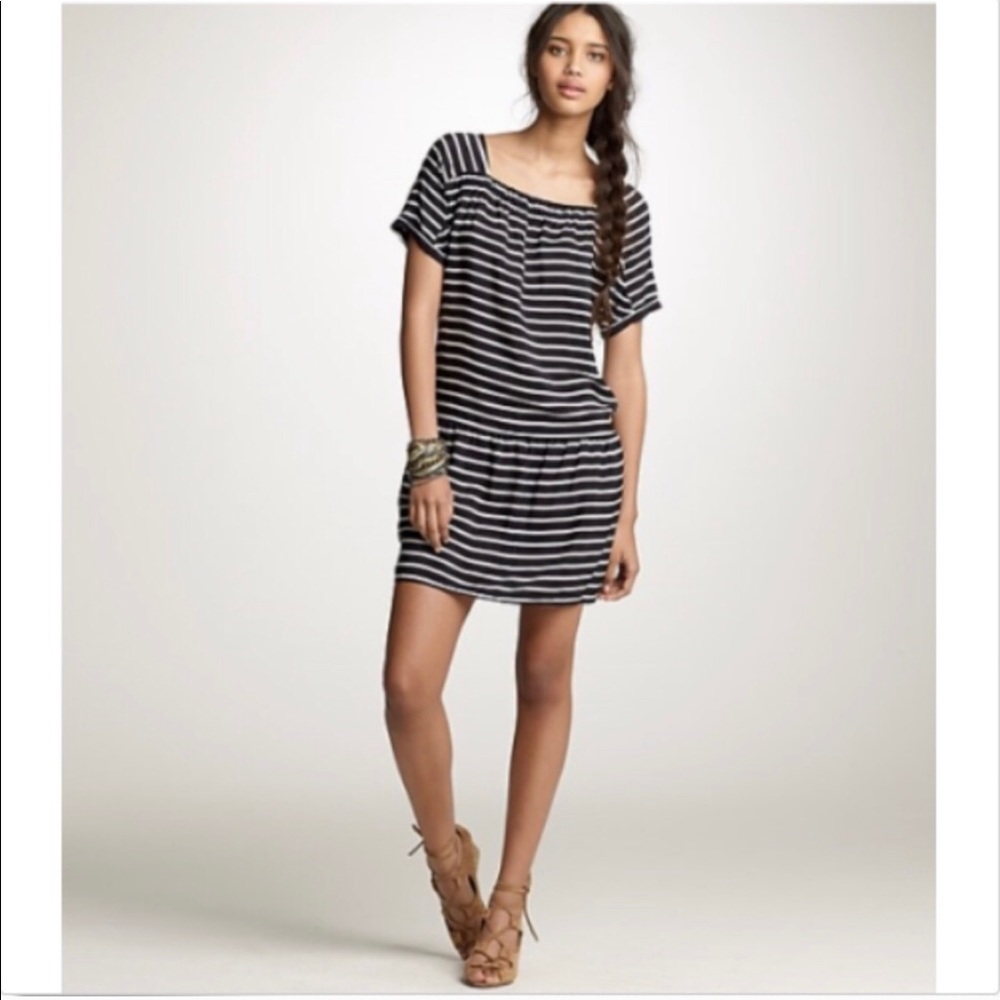 J Crew Navy Striped Dress Size Small